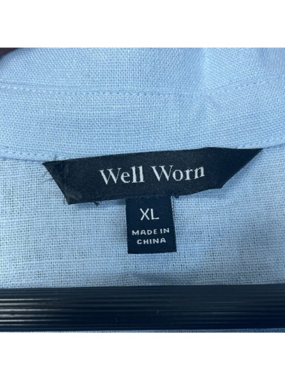 NWT Well Worn Women's XL Light Blue Button-Down Linen Blend Shirt Dress G2167 - Picture 6 of 12